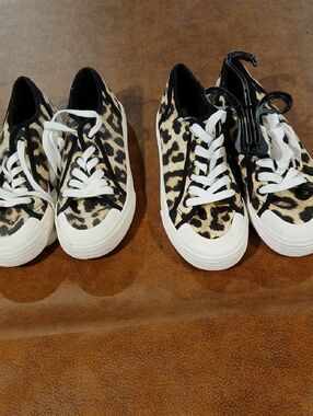 H&M Leopard Print Low-Top Sneakers in Black, Tan, White